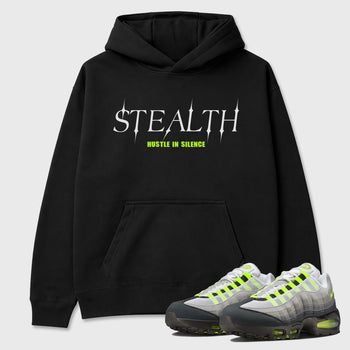 Sneakerfit graphic tee destination – Sneaker Tees To Match Air Max 95 Neon Yellow Sneakers – Stealth Tee Black 1