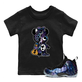 Air Foamposite One Galaxy shirts to match jordans Stitched Hustle Bear unique Halloween sneaker tee Air Foamposite One Galaxy SNRT Sneaker Release Tees Youth Baby Black 1 crew neck shirts