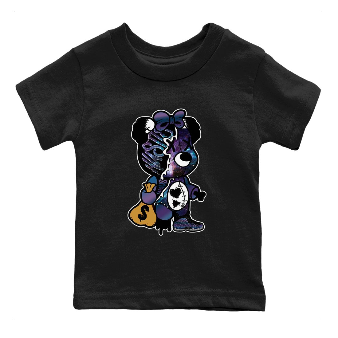 Air Foamposite One Galaxy shirts to match jordans Stitched Hustle Bear unique Halloween sneaker tee Air Foamposite One Galaxy SNRT Sneaker Release Tees Youth Baby Black 2 crew neck shirts