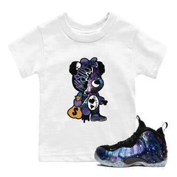 Air Foamposite One Galaxy shirts to match jordans Stitched Hustle Bear unique Halloween sneaker tee Air Foamposite One Galaxy SNRT Sneaker Release Tees Youth Baby White 1 crew neck shirts