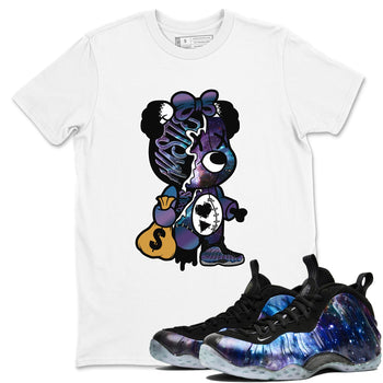 Air Foamposite One Galaxy shirts to match jordans Stitched Hustle Bear unique Halloween sneaker tee Air Foamposite One Galaxy SNRT Sneaker Release Tees unisex cotton White 1 crew neck shirts