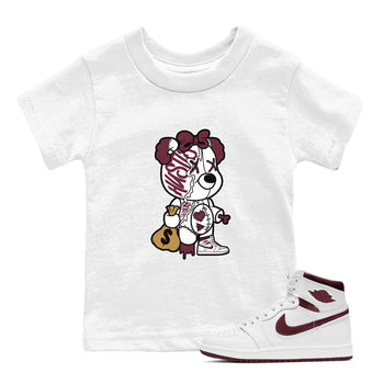 Air Jordan 1 High OG Metallic Burgundy shirts to match jordans Stitched Hustle Bear unique Halloween sneaker tee Air Jordan 1 Metallic Burgundy SNRT Sneaker Tees streetwear brand Baby and Youth White 1 cotton tee