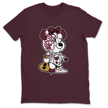 Air Jordan 1 High OG Metallic Burgundy shirts to match jordans Stitched Hustle Bear unique Halloween sneaker tee Air Jordan 1 Metallic Burgundy SNRT Sneaker Tees streetwear brand Maroon 2 unisex cotton tee