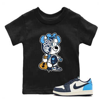 1s Obsidian shirts to match jordans Stitched Hustle Bear sneaker match tees Air Jordan 1 Low OG Obsidian match shoes to clothes SNRT Sneaker Tees Youth Baby Black 1 tee