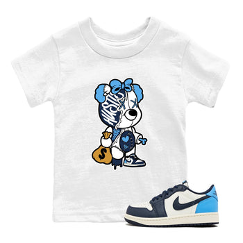 1s Obsidian shirts to match jordans Stitched Hustle Bear sneaker match tees Air Jordan 1 Low OG Obsidian match shoes to clothes SNRT Sneaker Tees Youth Baby White 1 tee