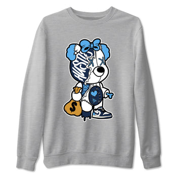 1s Obsidian shirts to match jordans Stitched Hustle Bear sneaker match tees Air Jordan 1 Low OG Obsidian match shoes to clothes SNRT Sneaker Tees unisex cotton Heather Grey 2 shirts