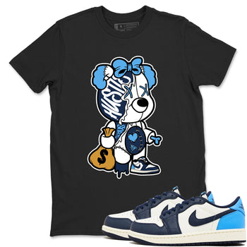 1s Obsidian shirts to match jordans Stitched Hustle Bear sneaker match tees Air Jordan 1 Low OG Obsidian match shoes to clothes SNRT Sneaker Tees unisex cotton Black 1 shirts