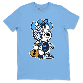 1s Obsidian shirts to match jordans Stitched Hustle Bear sneaker match tees Air Jordan 1 Low OG Obsidian match shoes to clothes SNRT Sneaker Tees unisex cotton Carolina Blue 2 shirts