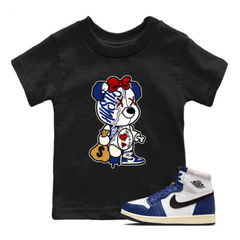 1s Rare Air shirts to match jordans Stitched Hustle Bear sneaker match tees Air Jordan 1 High OG Rare Air Deep Royal Blue match shoes to clothes SNRT Sneaker Tees Youth Baby Black 1 tee
