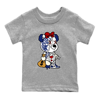 1s Rare Air shirts to match jordans Stitched Hustle Bear sneaker match tees Air Jordan 1 High OG Rare Air Deep Royal Blue match shoes to clothes SNRT Sneaker Tees Youth Baby Heather Grey 2 tee