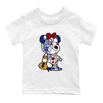 1s Rare Air shirts to match jordans Stitched Hustle Bear sneaker match tees Air Jordan 1 High OG Rare Air Deep Royal Blue match shoes to clothes SNRT Sneaker Tees Youth Baby White 2 tee
