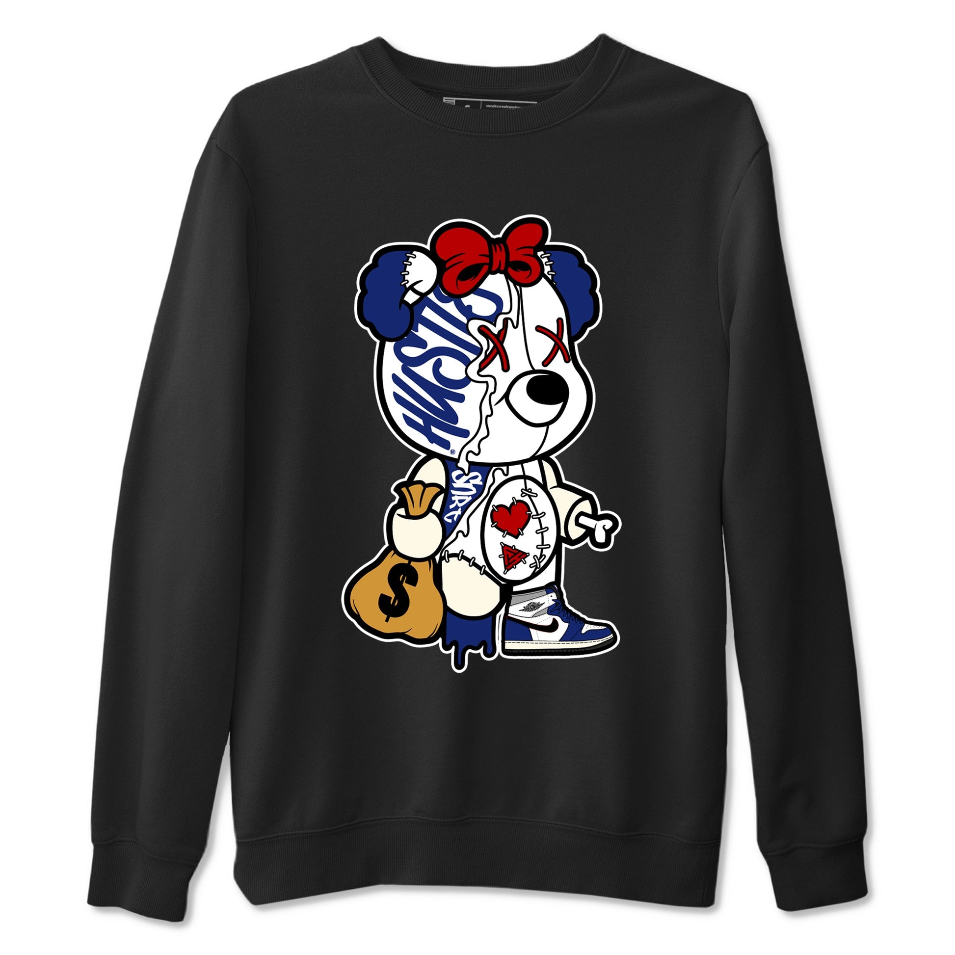 1s Rare Air shirts to match jordans Stitched Hustle Bear sneaker match tees Air Jordan 1 High OG Rare Air Deep Royal Blue match shoes to clothes SNRT Sneaker Tees unisex cotton Black 2 shirts