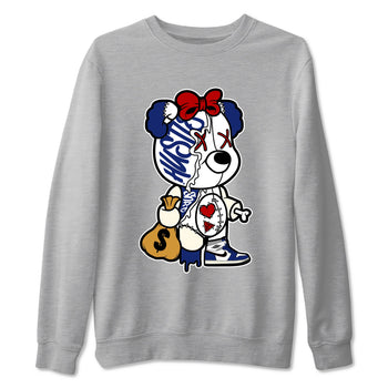 1s Rare Air shirts to match jordans Stitched Hustle Bear sneaker match tees Air Jordan 1 High OG Rare Air Deep Royal Blue match shoes to clothes SNRT Sneaker Tees unisex cotton Heather Grey 2 shirts