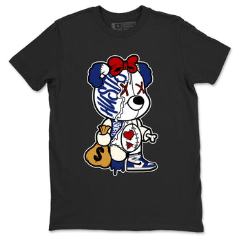 1s Rare Air shirts to match jordans Stitched Hustle Bear sneaker match tees Air Jordan 1 High OG Rare Air Deep Royal Blue match shoes to clothes SNRT Sneaker Tees unisex cotton Black 2 shirts