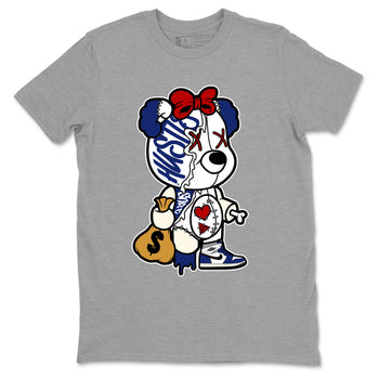 1s Rare Air shirts to match jordans Stitched Hustle Bear sneaker match tees Air Jordan 1 High OG Rare Air Deep Royal Blue match shoes to clothes SNRT Sneaker Tees unisex cotton Heather Grey 2 shirts