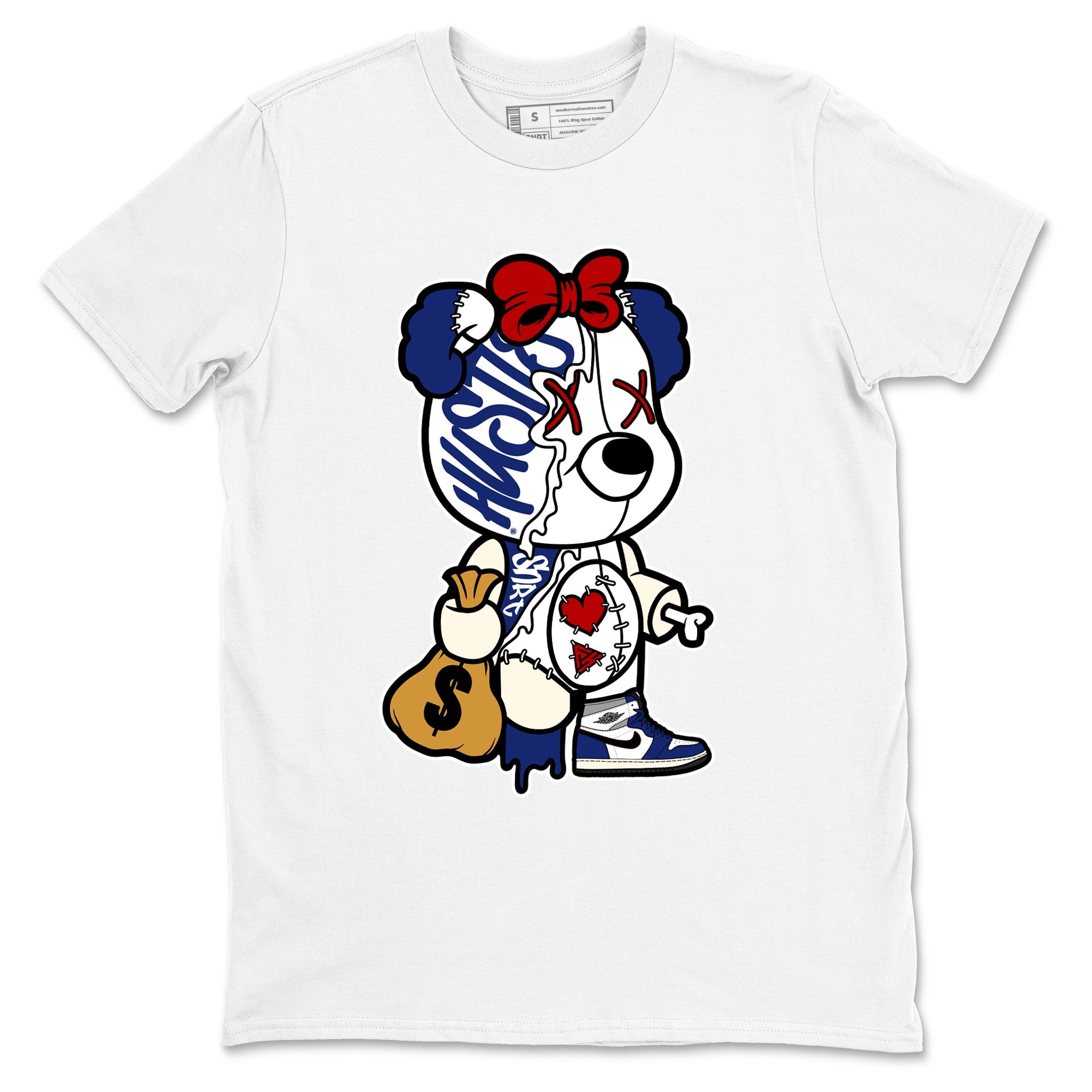 1s Rare Air shirts to match jordans Stitched Hustle Bear sneaker match tees Air Jordan 1 High OG Rare Air Deep Royal Blue match shoes to clothes SNRT Sneaker Tees unisex cotton White 2 shirts