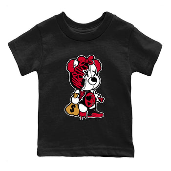 12s Flu Game shirts to match jordans Stitched Hustle Bear sneaker match tees Air Jordan 12 Retro Flu Game match shoes to clothes SNRT Sneaker Tees Youth Baby Black 2 tee