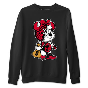 12s Flu Game shirts to match jordans Stitched Hustle Bear sneaker match tees Air Jordan 12 Retro Flu Game match shoes to clothes SNRT Sneaker Tees unisex cotton Black 2 shirts