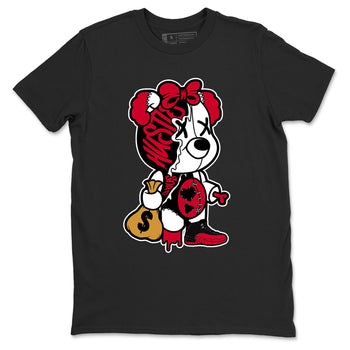 12s Flu Game shirts to match jordans Stitched Hustle Bear sneaker match tees Air Jordan 12 Retro Flu Game match shoes to clothes SNRT Sneaker Tees unisex cotton Black 2 shirts