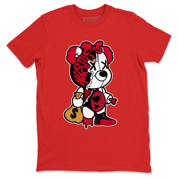12s Flu Game shirts to match jordans Stitched Hustle Bear sneaker match tees Air Jordan 12 Retro Flu Game match shoes to clothes SNRT Sneaker Tees unisex cotton Red 2 shirts
