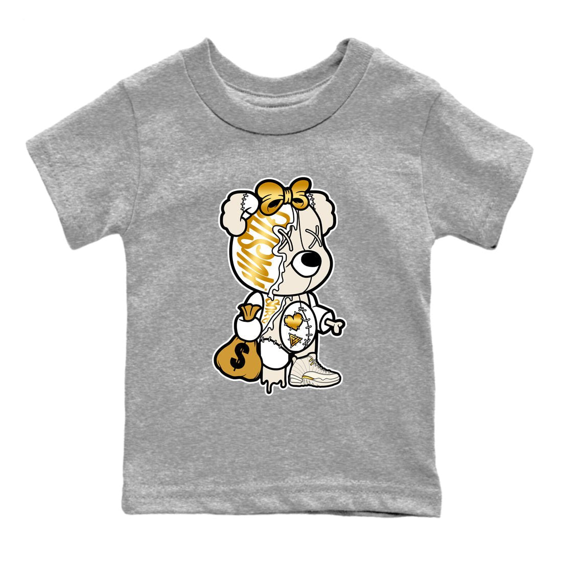 12s Phantom shirts to match jordans Stitched Hustle Bear sneaker match tees Air Jordan 12 WMNS Phantom match shoes to clothes SNRT Sneaker Tees Youth Baby Heather Grey 2 tee