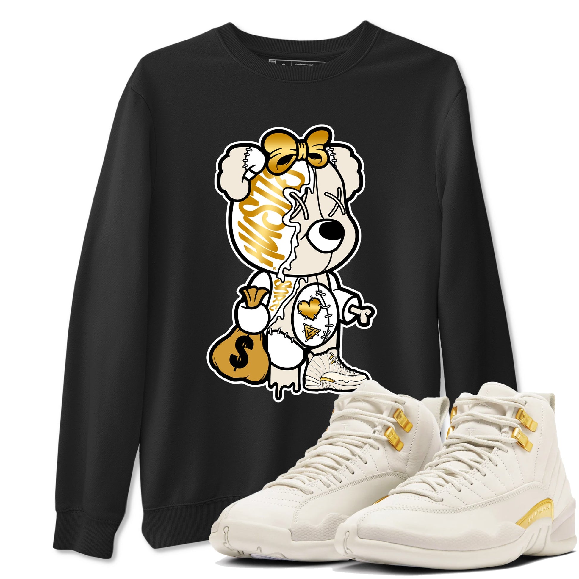 12s Phantom shirts to match jordans Stitched Hustle Bear sneaker match tees Air Jordan 12 WMNS Phantom match shoes to clothes SNRT Sneaker Tees unisex cotton Black 1 shirts