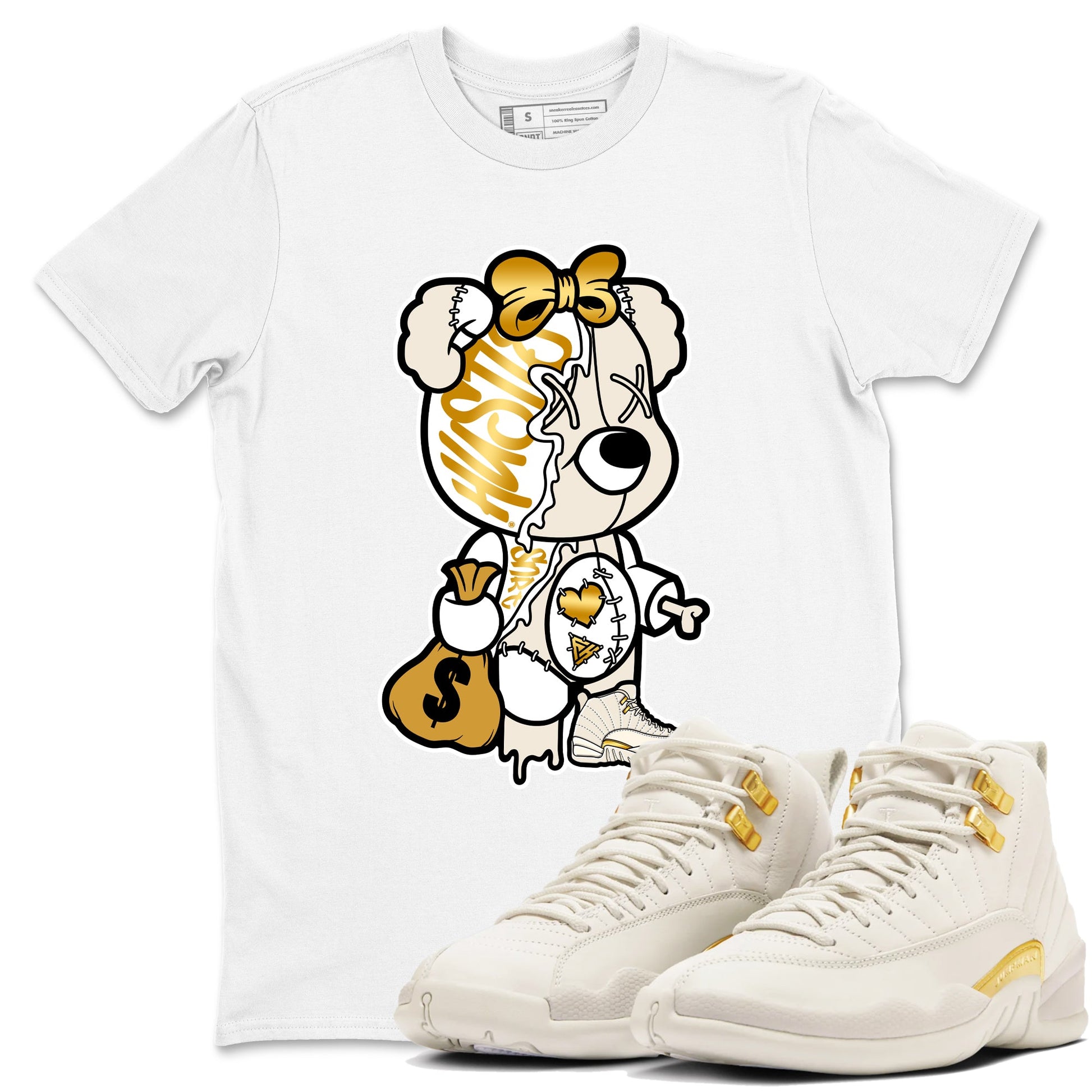 12s Phantom shirts to match jordans Stitched Hustle Bear sneaker match tees Air Jordan 12 WMNS Phantom match shoes to clothes SNRT Sneaker Tees unisex cotton White 1 shirts