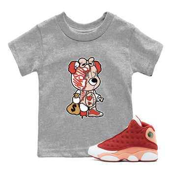 13s Dune Red shirts to match jordans Stitched Hustle Bear unique Halloween sneaker tee Air Jordan 13 Dune Red SNRT Sneaker Tees streetwear brand Baby and Youth Heather Grey 1 cotton tee