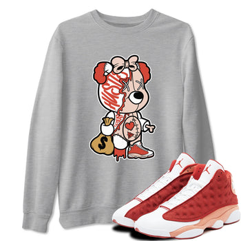 13s Dune Red shirts to match jordans Stitched Hustle Bear unique Halloween sneaker tee Air Jordan 13 Dune Red SNRT Sneaker Tees streetwear brand Heather Grey 1 unisex cotton tee