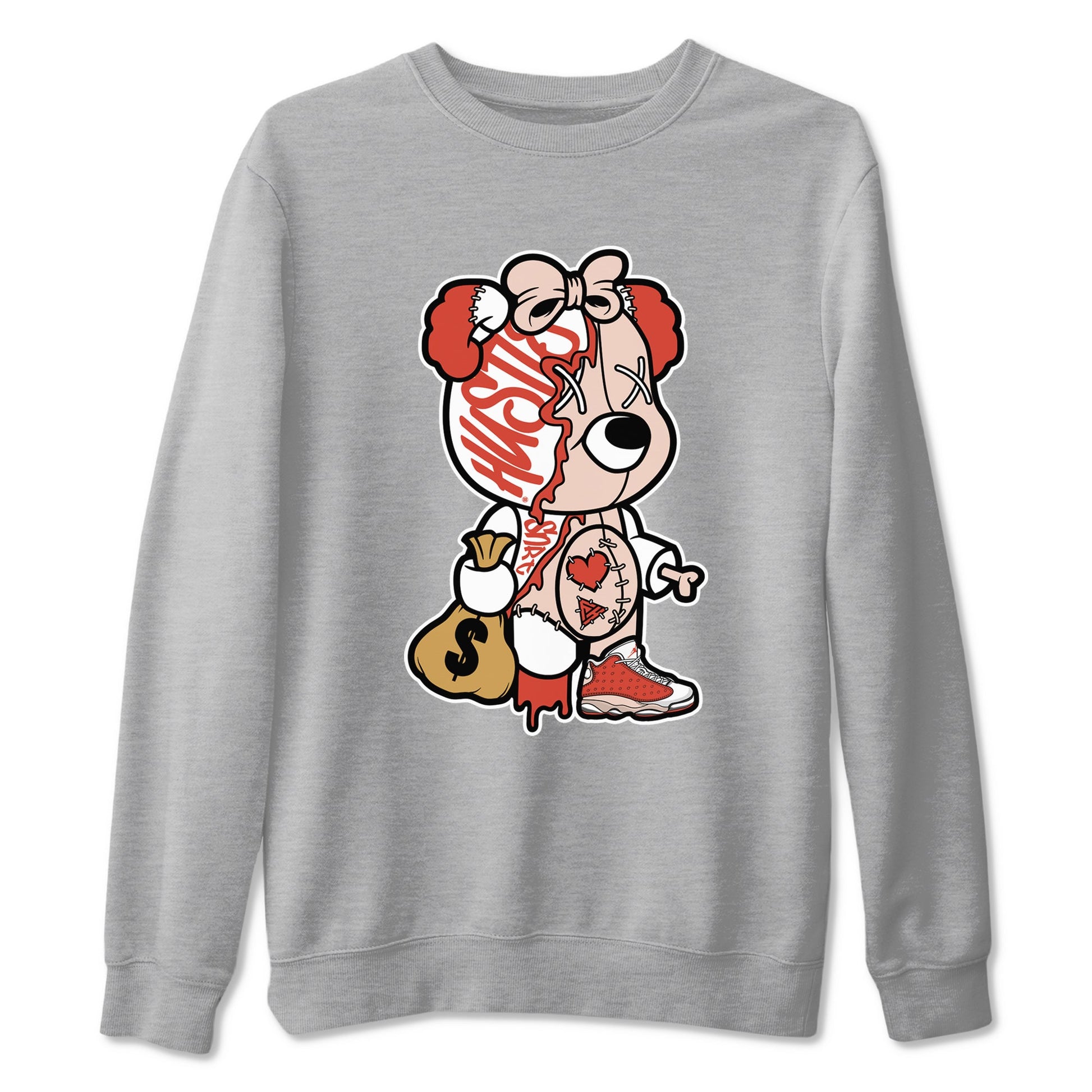 13s Dune Red shirts to match jordans Stitched Hustle Bear unique Halloween sneaker tee Air Jordan 13 Dune Red SNRT Sneaker Tees streetwear brand Heather Grey 2 unisex cotton tee