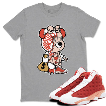 13s Dune Red shirts to match jordans Stitched Hustle Bear unique Halloween sneaker tee Air Jordan 13 Dune Red SNRT Sneaker Tees streetwear brand Heather Grey 1 unisex cotton tee