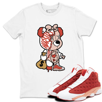 13s Dune Red shirts to match jordans Stitched Hustle Bear unique Halloween sneaker tee Air Jordan 13 Dune Red SNRT Sneaker Tees streetwear brand White 1 unisex cotton tee