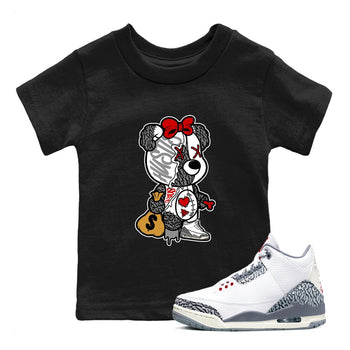 3s Cement Grey shirts to match jordans Stitched Hustle Bear unique Halloween sneaker tee Air Jordan 3 Cement Grey SNRT Sneaker Release Tees Youth Baby Black 1 crew neck shirts