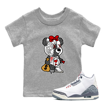 3s Cement Grey shirts to match jordans Stitched Hustle Bear unique Halloween sneaker tee Air Jordan 3 Cement Grey SNRT Sneaker Release Tees Youth Baby Heather Grey 1 crew neck shirts