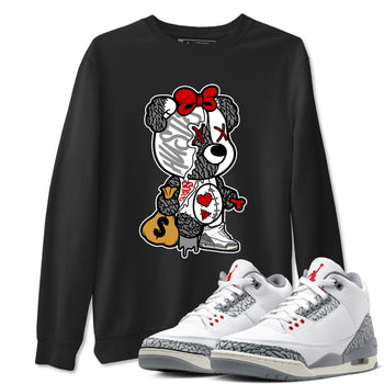 3s Cement Grey shirts to match jordans Stitched Hustle Bear unique Halloween sneaker tee Air Jordan 3 Cement Grey SNRT Sneaker Release Tees unisex cotton Black 1 crew neck shirts