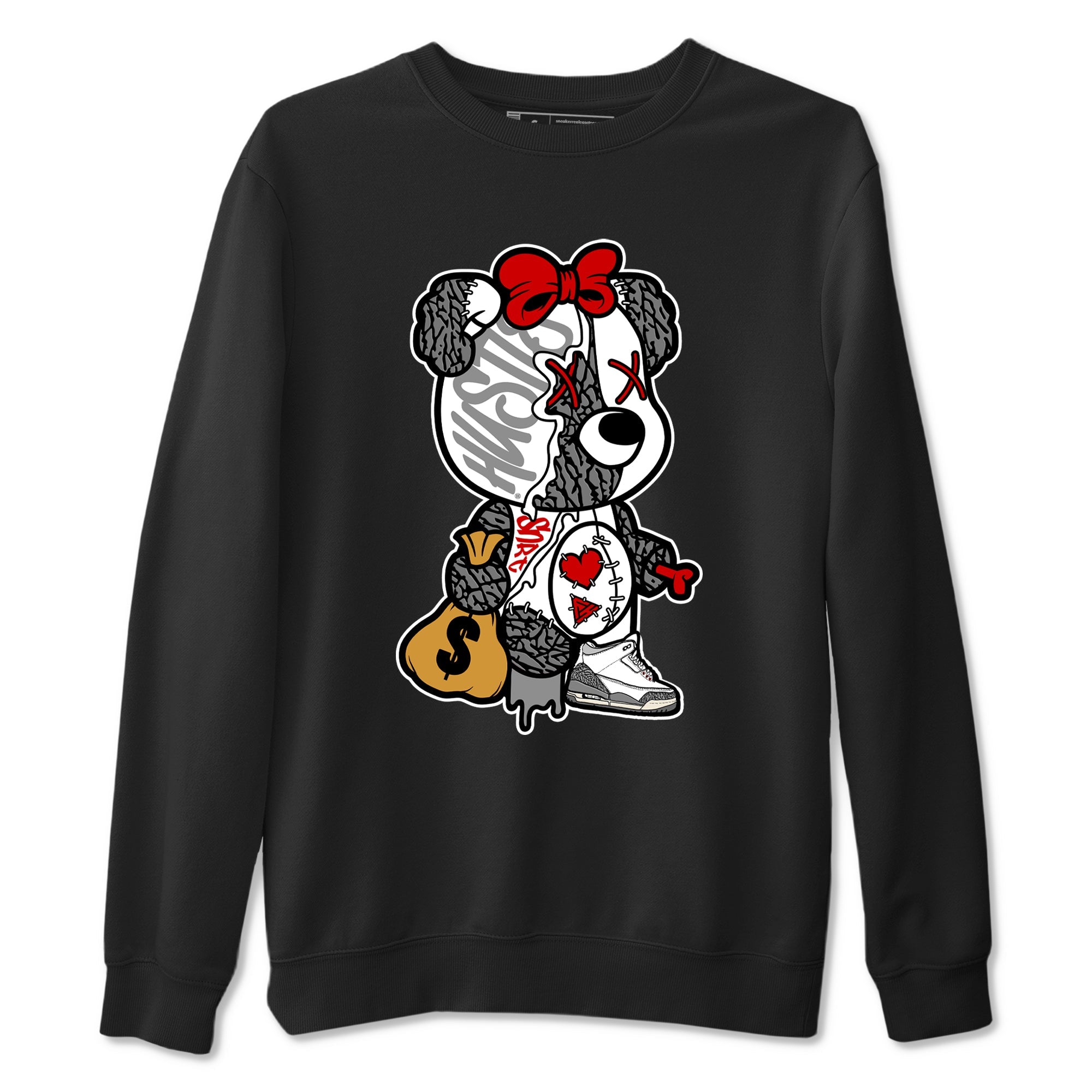 3s Cement Grey shirts to match jordans Stitched Hustle Bear unique Halloween sneaker tee Air Jordan 3 Cement Grey SNRT Sneaker Release Tees unisex cotton Black 2 crew neck shirts