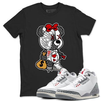 3s Cement Grey shirts to match jordans Stitched Hustle Bear unique Halloween sneaker tee Air Jordan 3 Cement Grey SNRT Sneaker Release Tees unisex cotton Black 1 crew neck shirts