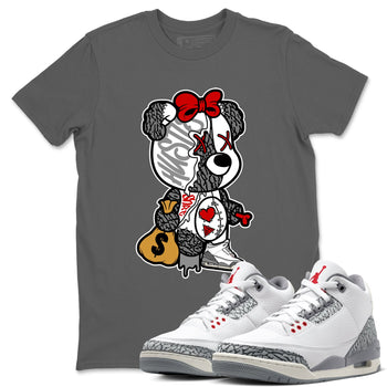 3s Cement Grey shirts to match jordans Stitched Hustle Bear unique Halloween sneaker tee Air Jordan 3 Cement Grey SNRT Sneaker Release Tees unisex cotton Cool Grey 1 crew neck shirts