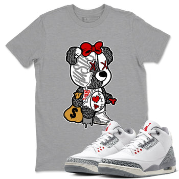 3s Cement Grey shirts to match jordans Stitched Hustle Bear unique Halloween sneaker tee Air Jordan 3 Cement Grey SNRT Sneaker Release Tees unisex cotton Heather Grey 1 crew neck shirts