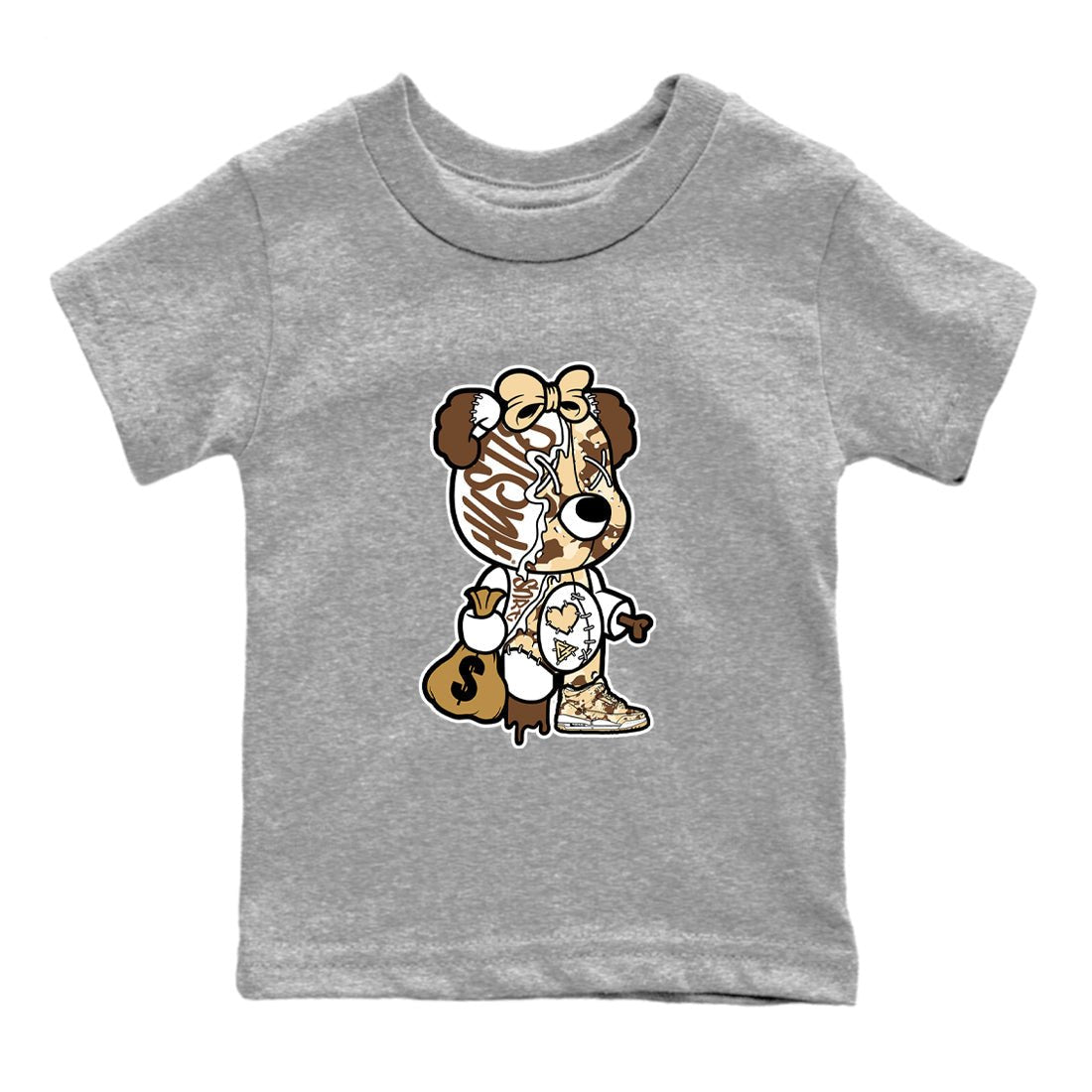 WNBA x Air Jordan 3 _esert Camo shirts to match jordans Stitched Hustle Bear unique Halloween sneaker tee Air Jordan 3 Desert Camo SNRT Sneaker Release Tees Clothing Sneakerhead ShirtsBaby and Youth Heather Grey 2 cotton tee