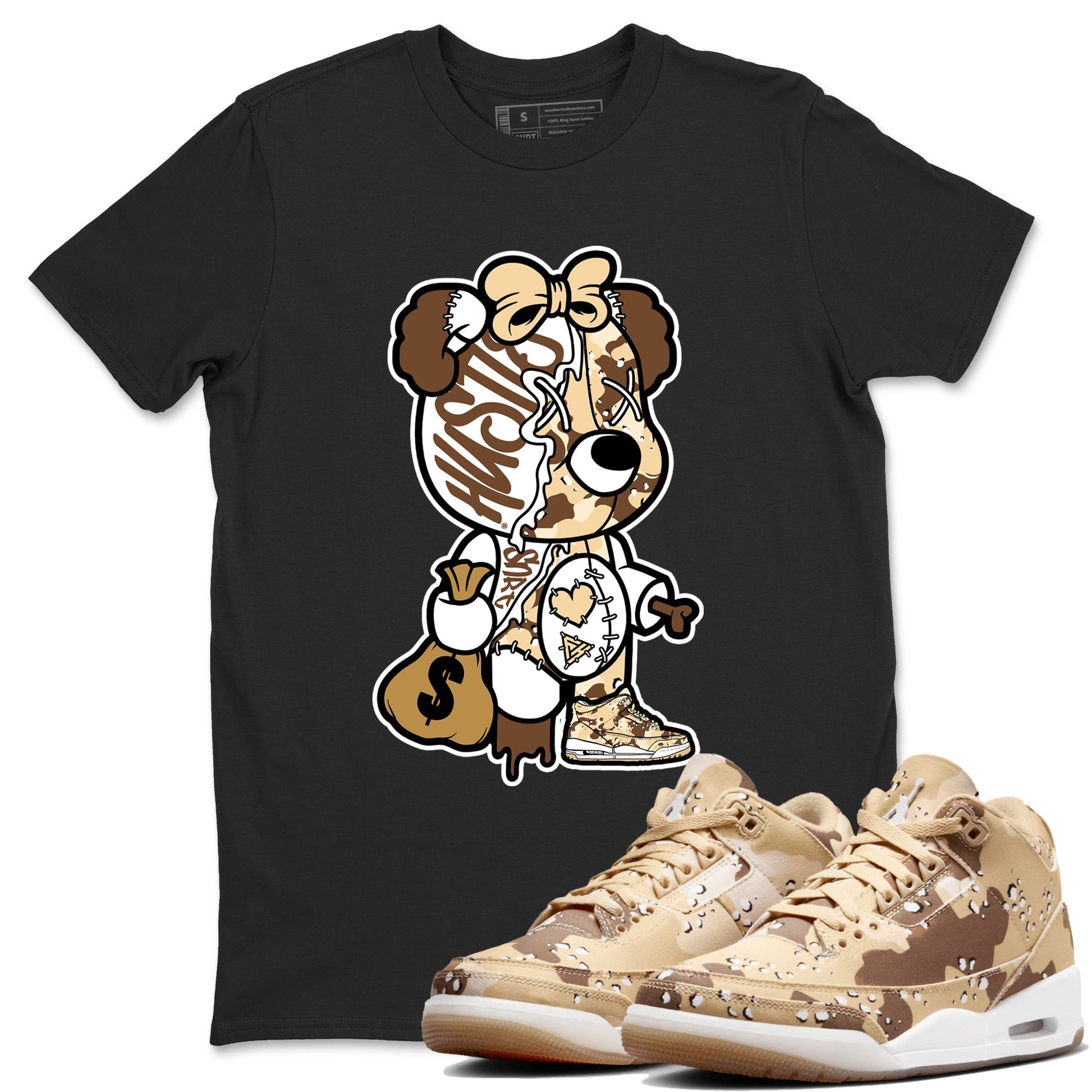 WNBA x Air Jordan 3 _esert Camo shirts to match jordans Stitched Hustle Bear unique Halloween sneaker tee Air Jordan 3 Desert Camo SNRT Sneaker Release Tees Clothing Sneakerhead ShirtsBlack 1 unisex cotton tee