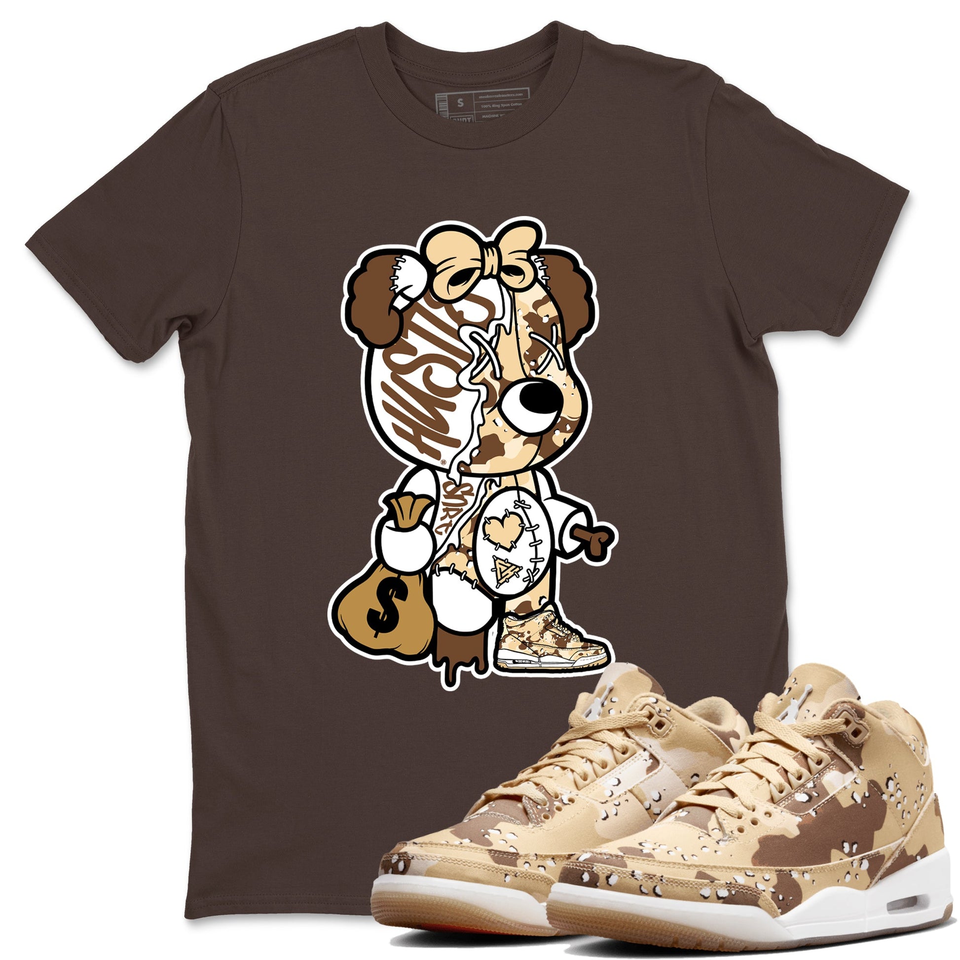WNBA x Air Jordan 3 _esert Camo shirts to match jordans Stitched Hustle Bear unique Halloween sneaker tee Air Jordan 3 Desert Camo SNRT Sneaker Release Tees Clothing Sneakerhead ShirtsDark Chocolate 1 unisex cotton tee
