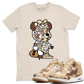 WNBA x Air Jordan 3 _esert Camo shirts to match jordans Stitched Hustle Bear unique Halloween sneaker tee Air Jordan 3 Desert Camo SNRT Sneaker Release Tees Clothing Sneakerhead ShirtsNatural 1 unisex cotton tee