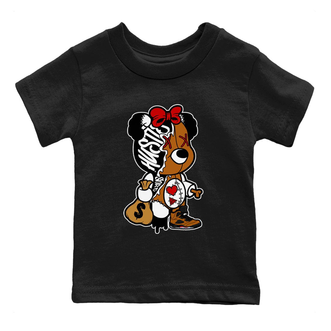 5s Archaeo Brown shirts to match jordans Stitched Hustle Bear unique Halloween sneaker tee Air Jordan 5 Archaeo Brown match shoes to clothes SNRT Sneaker Tees Youth Baby Black 2 tee