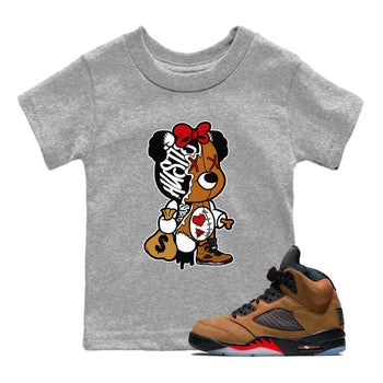 5s Archaeo Brown shirts to match jordans Stitched Hustle Bear unique Halloween sneaker tee Air Jordan 5 Archaeo Brown match shoes to clothes SNRT Sneaker Tees Youth Baby Heather Grey 1 tee