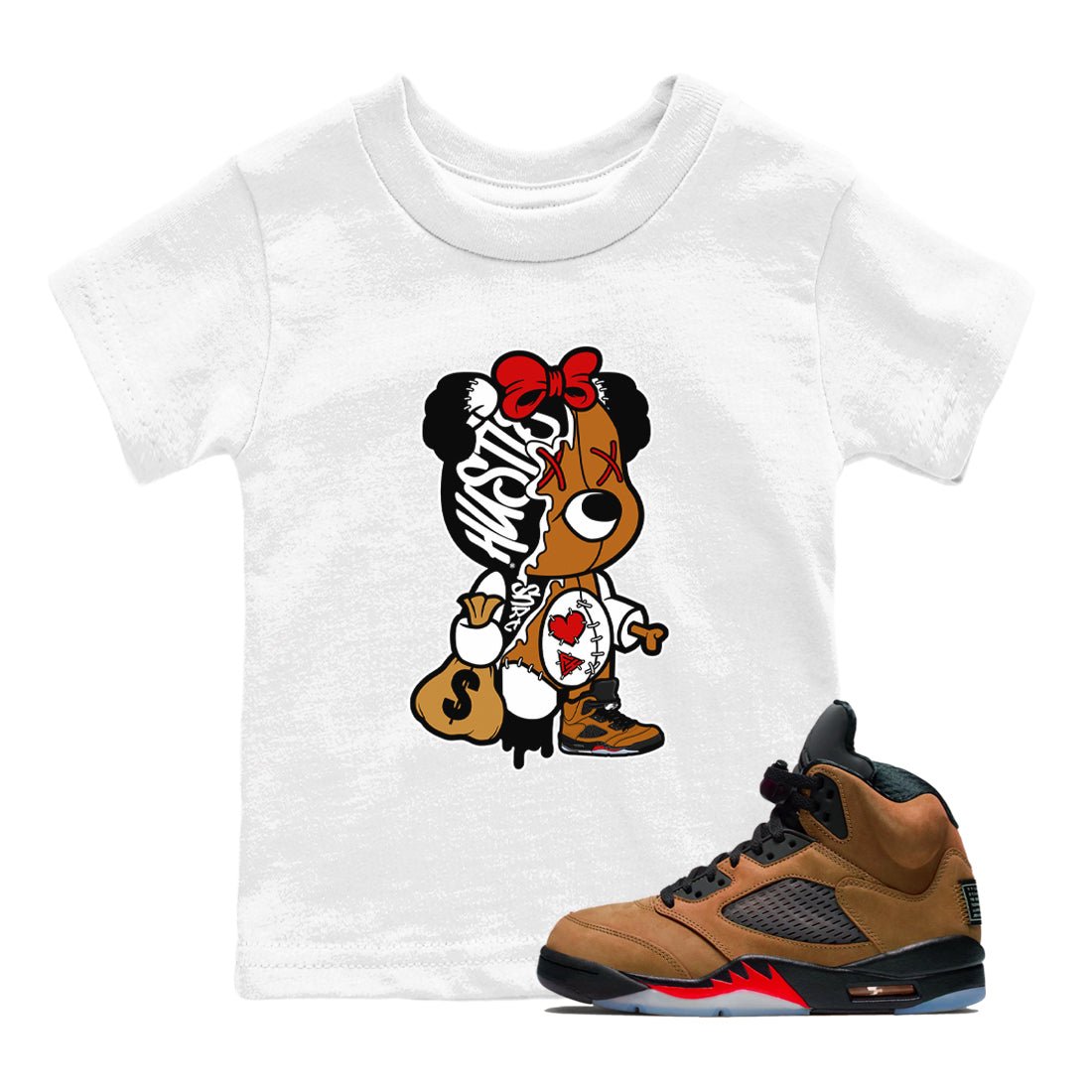 5s Archaeo Brown shirts to match jordans Stitched Hustle Bear unique Halloween sneaker tee Air Jordan 5 Archaeo Brown match shoes to clothes SNRT Sneaker Tees Youth Baby White 1 tee