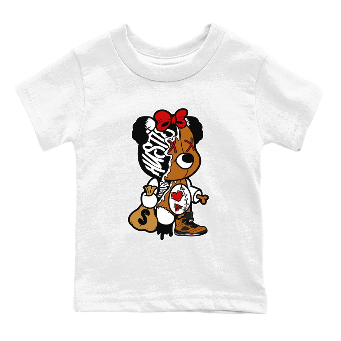 5s Archaeo Brown shirts to match jordans Stitched Hustle Bear unique Halloween sneaker tee Air Jordan 5 Archaeo Brown match shoes to clothes SNRT Sneaker Tees Youth Baby White 2 tee