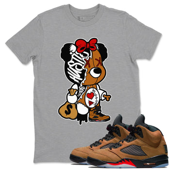 5s Archaeo Brown shirts to match jordans Stitched Hustle Bear unique Halloween sneaker tee Air Jordan 5 Archaeo Brown match shoes to clothes SNRT Sneaker Tees unisex cotton Heather Grey 1 shirts