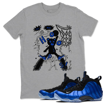 Air Foamposite One Royal shirts to match jordans Stop The Bear sneaker match tees Air Foamposite One Royal SNRT Sneaker Release Tees unisex cotton Heather Grey 1 crew neck shirts
