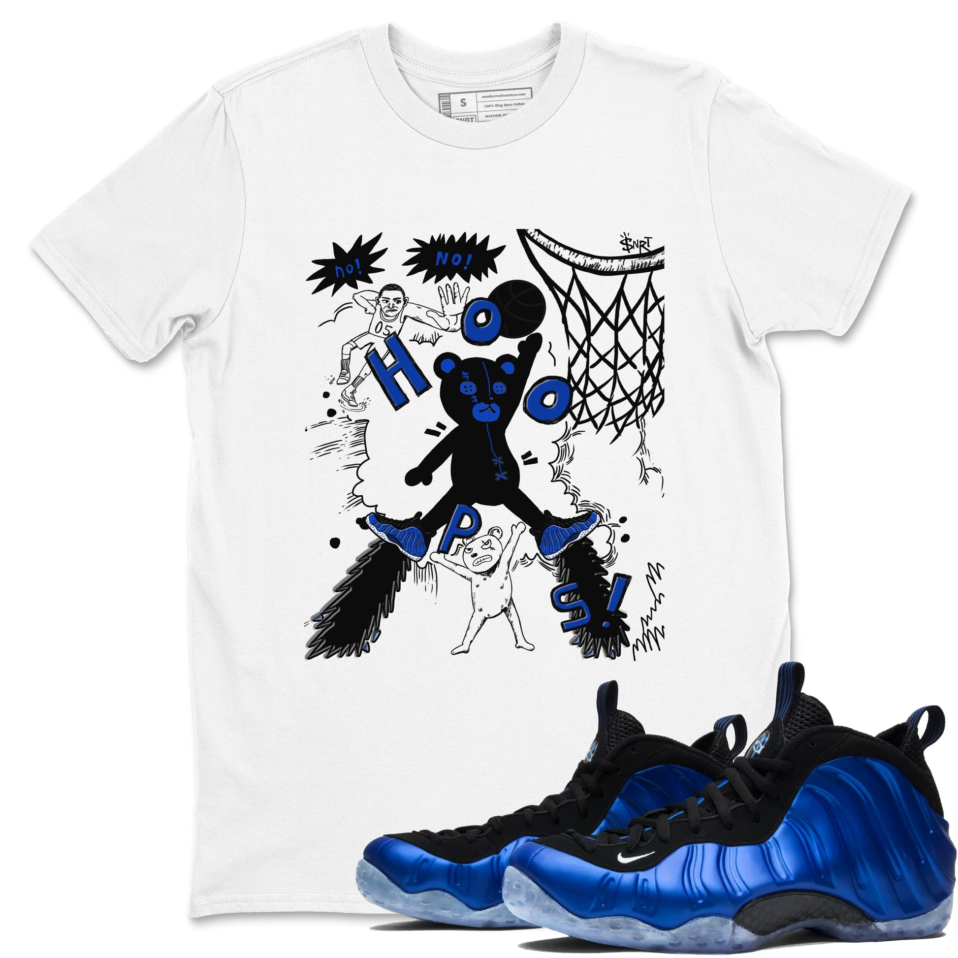 Air Foamposite One Royal shirts to match jordans Stop The Bear sneaker match tees Air Foamposite One Royal SNRT Sneaker Release Tees unisex cotton White 1 crew neck shirts